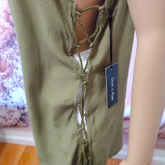 Doe & Rae Women's Dark Green Open Side Cut Out Halter Tank Top - Picture 7 of 10